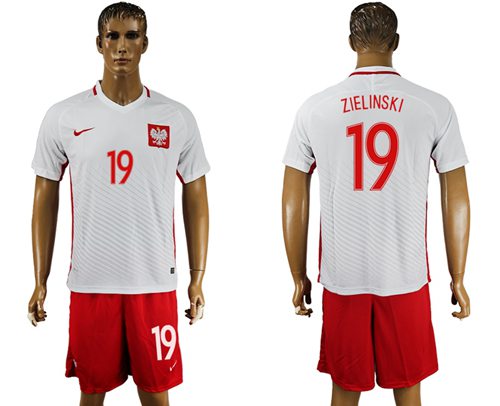2016 Euro Cup Poland #19 Zielinski Home Soccer Country Jersey